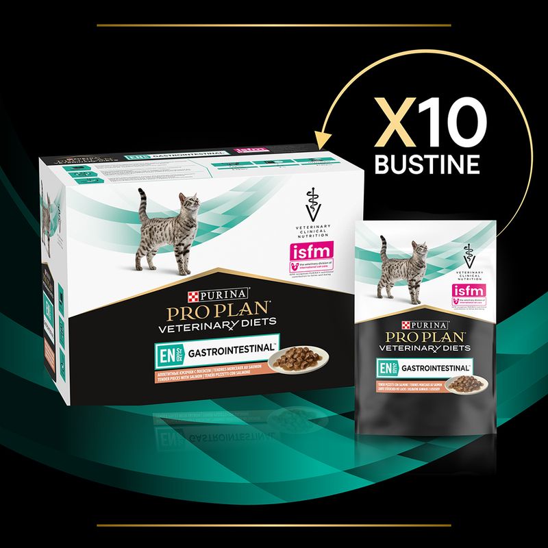 Pro Plan Veterinary Diets Feline EN ST/OX Gastrointestinal 10x85g Salmone Pro Plan Veterinary Diets Feline EN ST/OX Gastrointestinal 10x85g Salmone